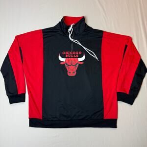 Mens Chicago Bulls XL Quarter Zip Pullover Red Black‎ NBA Colorblock